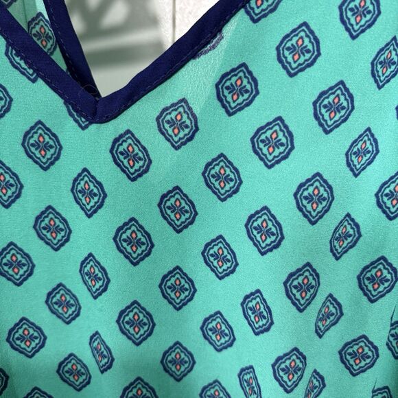 Skies Are Blue Dress Women S Green Geo Print Criss Cross Boho Resortcore Y2K - Picture 2 of 8